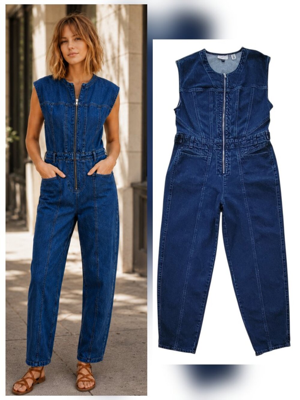 Universal Thread Denim Zip Front Utility Jumpsuit Size 12 Like New